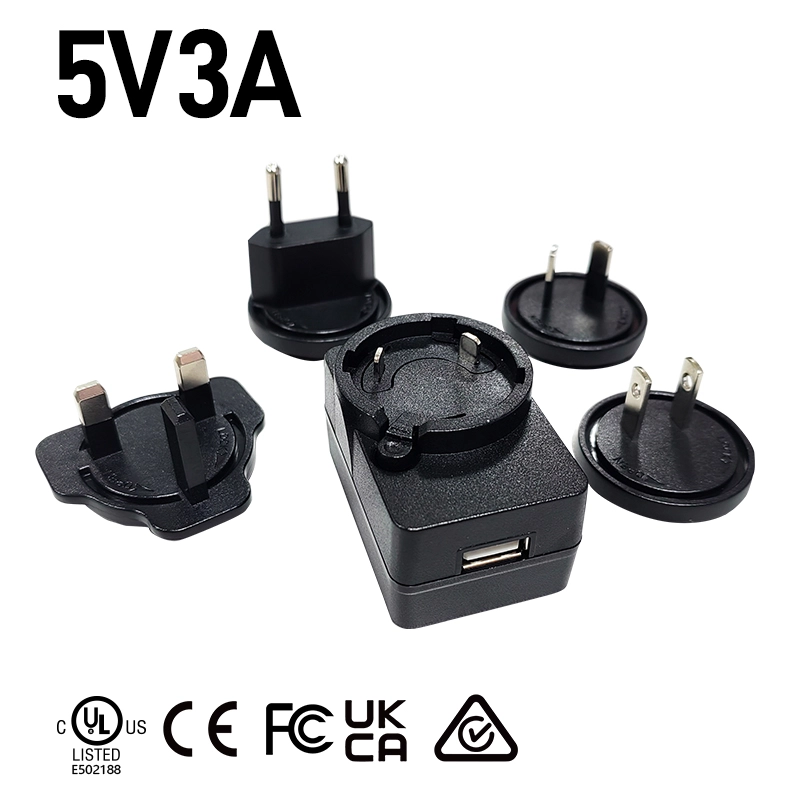 5V 3A USB зарядно устройство със сменяем щепсел