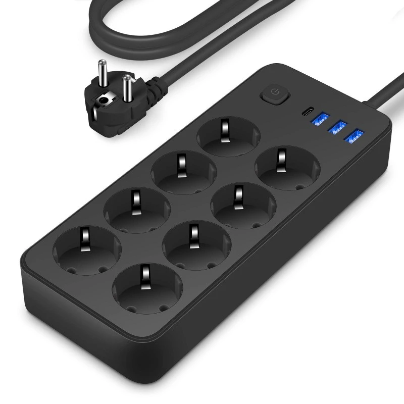 Стандартен за ЕС разклонител 8 AC с 4 USB порта