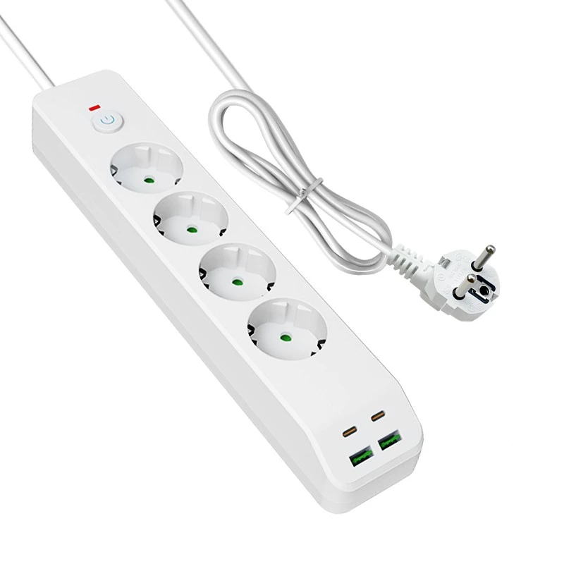 ЕС разклонител за бързо зареждане с 4 AC и 4 USB