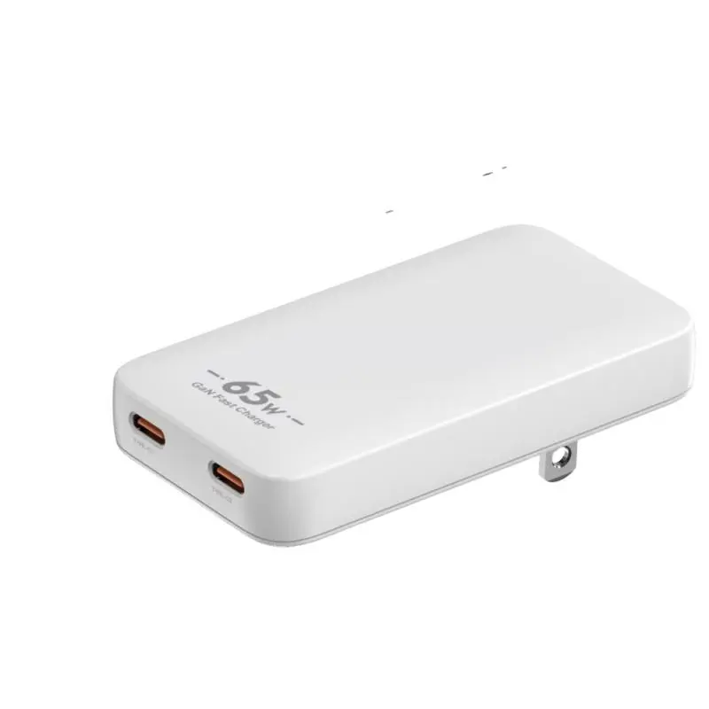 PD65W GaN USB-C Адаптер за ултратънко зарядно за стена с два порта